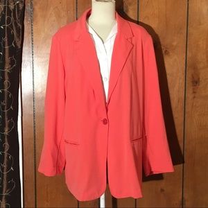 Sag Harbor Stretch Woman Coral Blazer Sz 16W